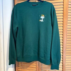 Peanuts Green Crewneck Men's Sweatshirt Snoopy Medium